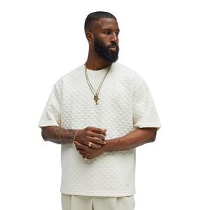 Nova Men Checkmate Textured Tee Off White Size L NWT
